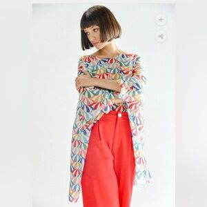 Molly Bracken Parasol Umbrella Semi Sheer Swim Cover Up Top NWT Medium